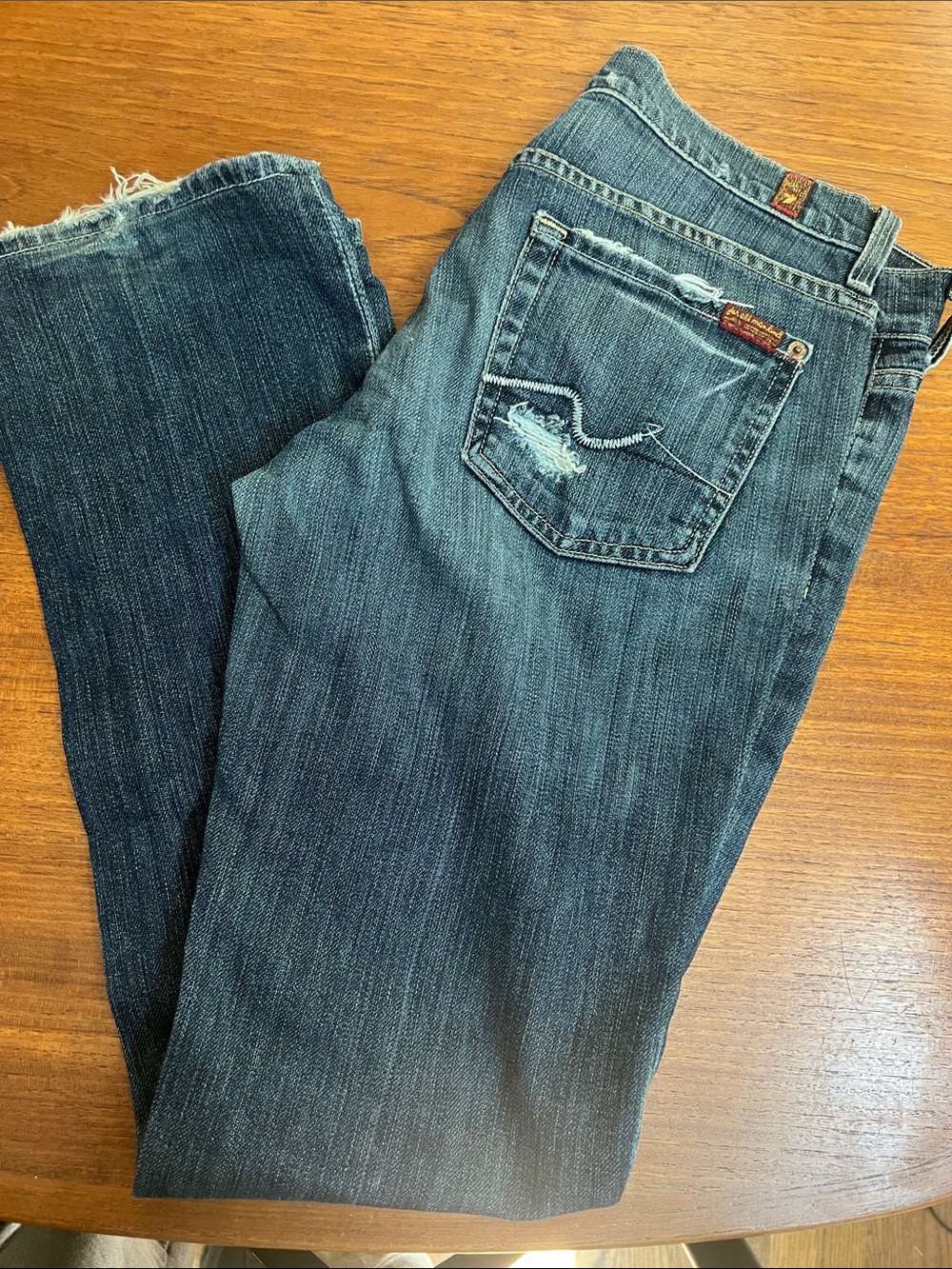 7 For All Mankind Straight Leg Jeans in Medium Blue Wash
